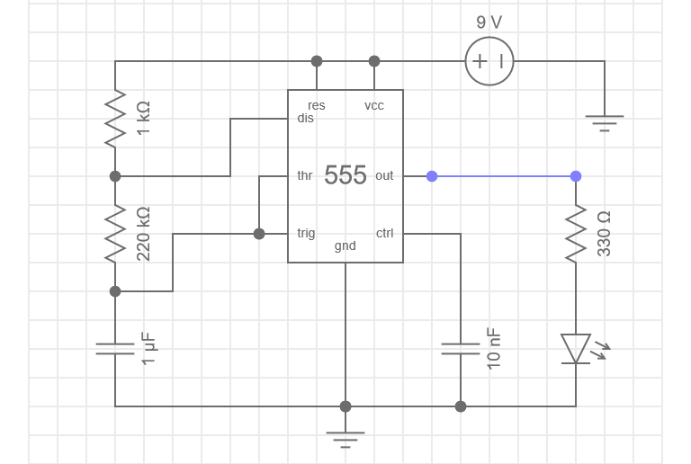 555 Oscillator circuit with RC values