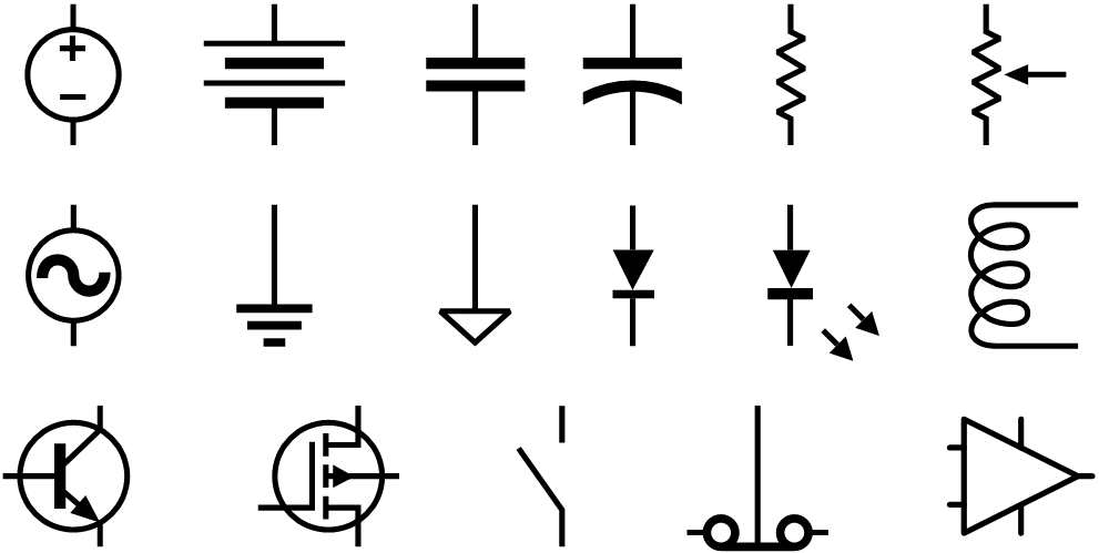 image of electronic components symbols