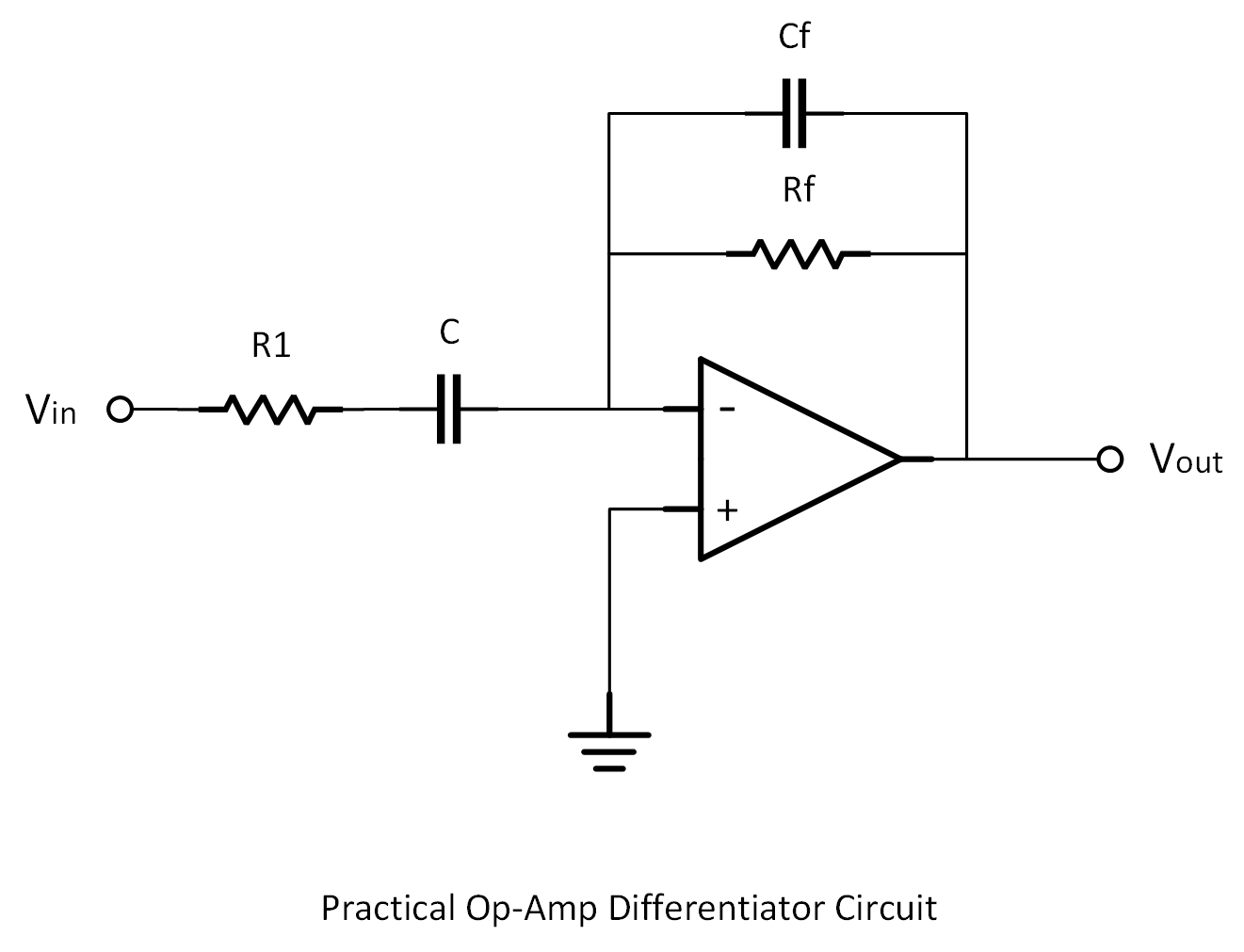 image of a differentiator op amp circuit