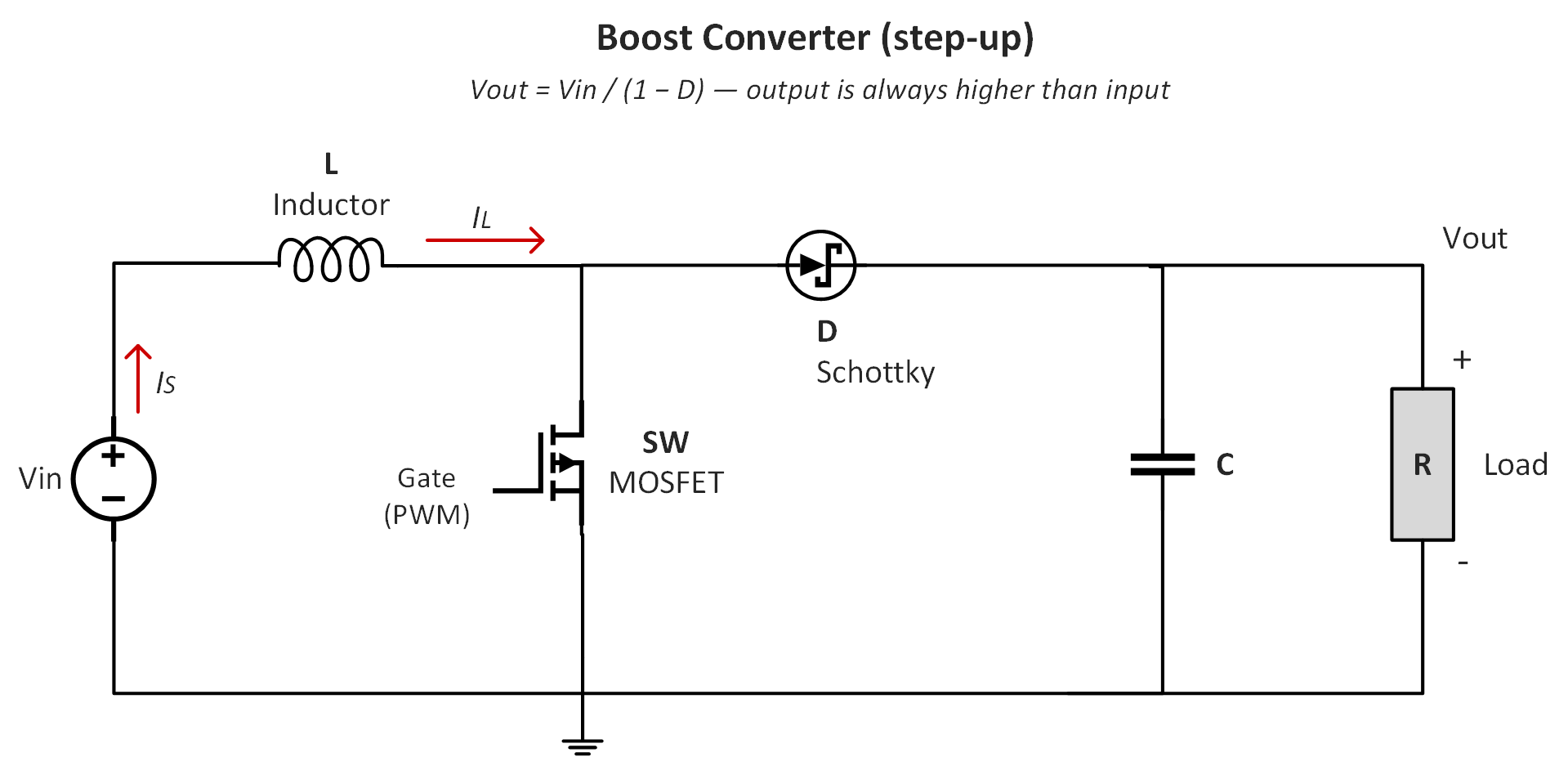 image of a boost converter circuit